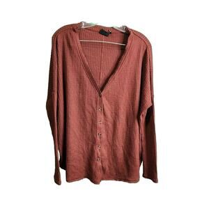 Out From Under (Urban Outfitters) Lightweight Cardigan Rust Boho Oversized XL P